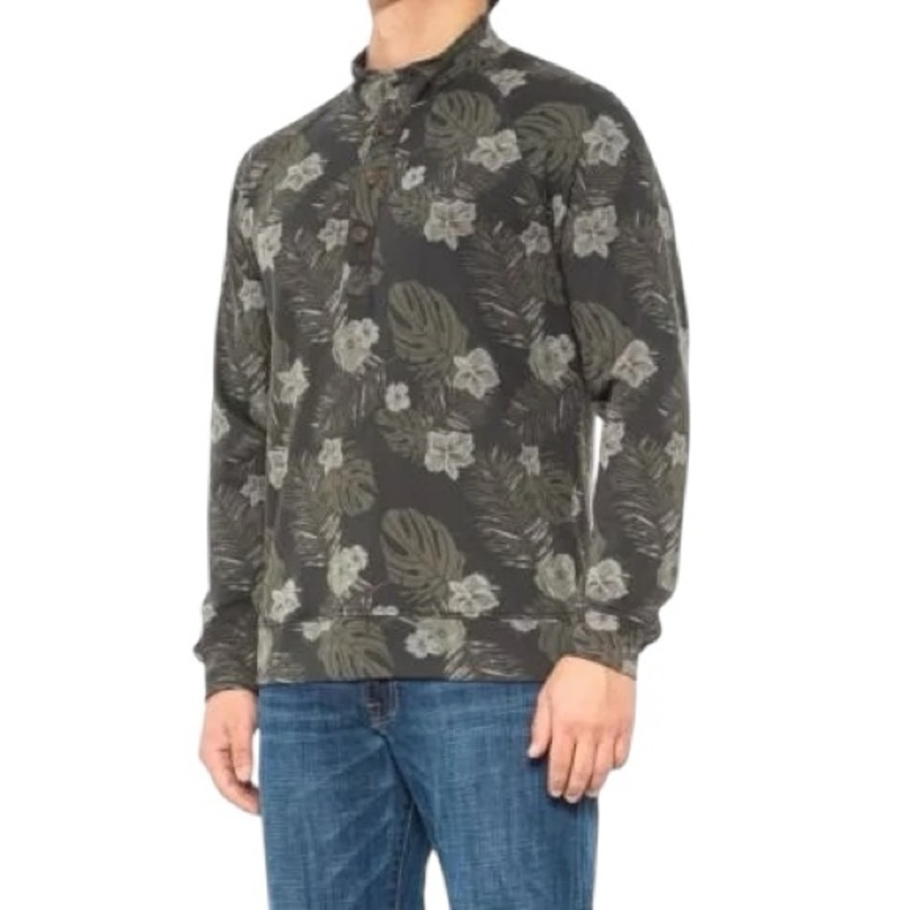 Hawke & Co Tropical Print Pullover Men’s Size SM Hawaiian Shirt Mock Turtleneck